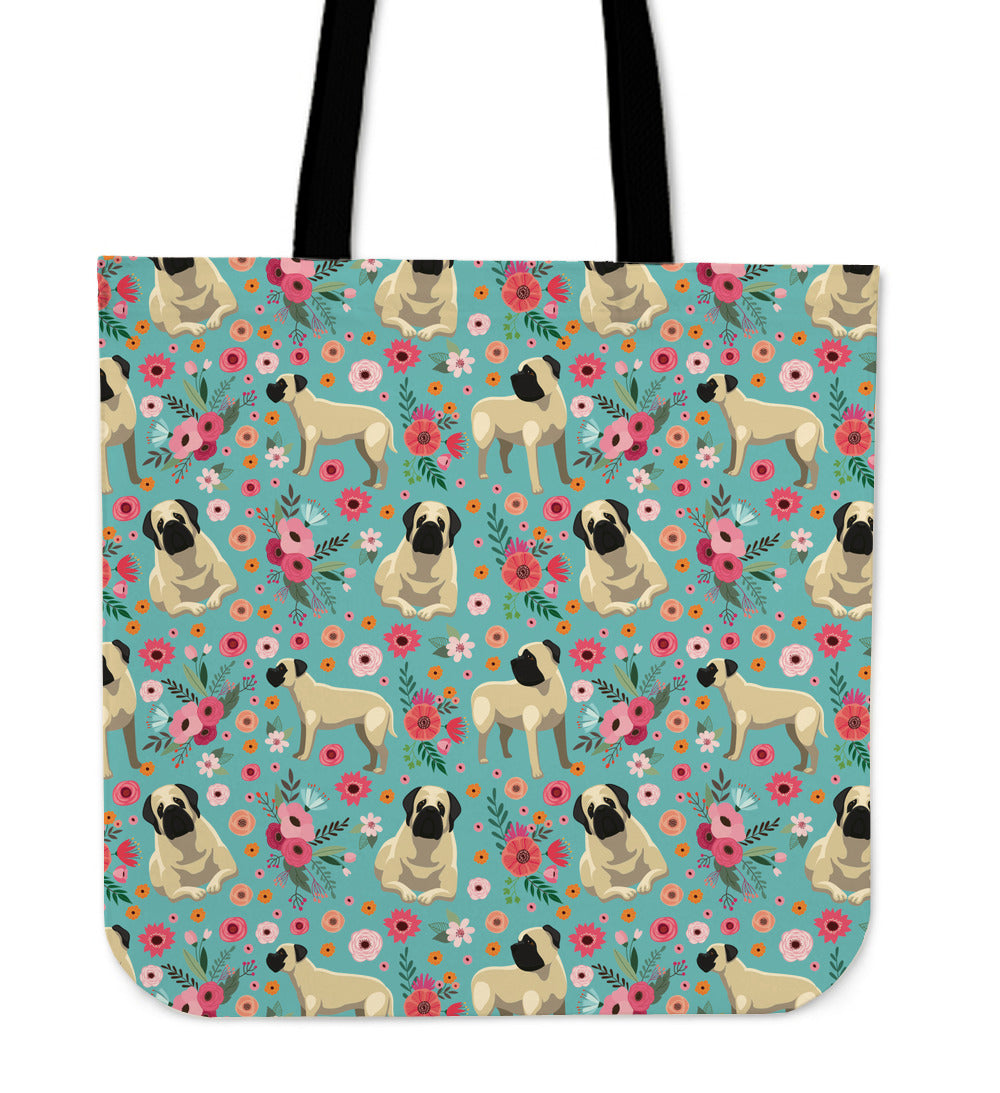 Mastiff Flower Linen Tote Bag