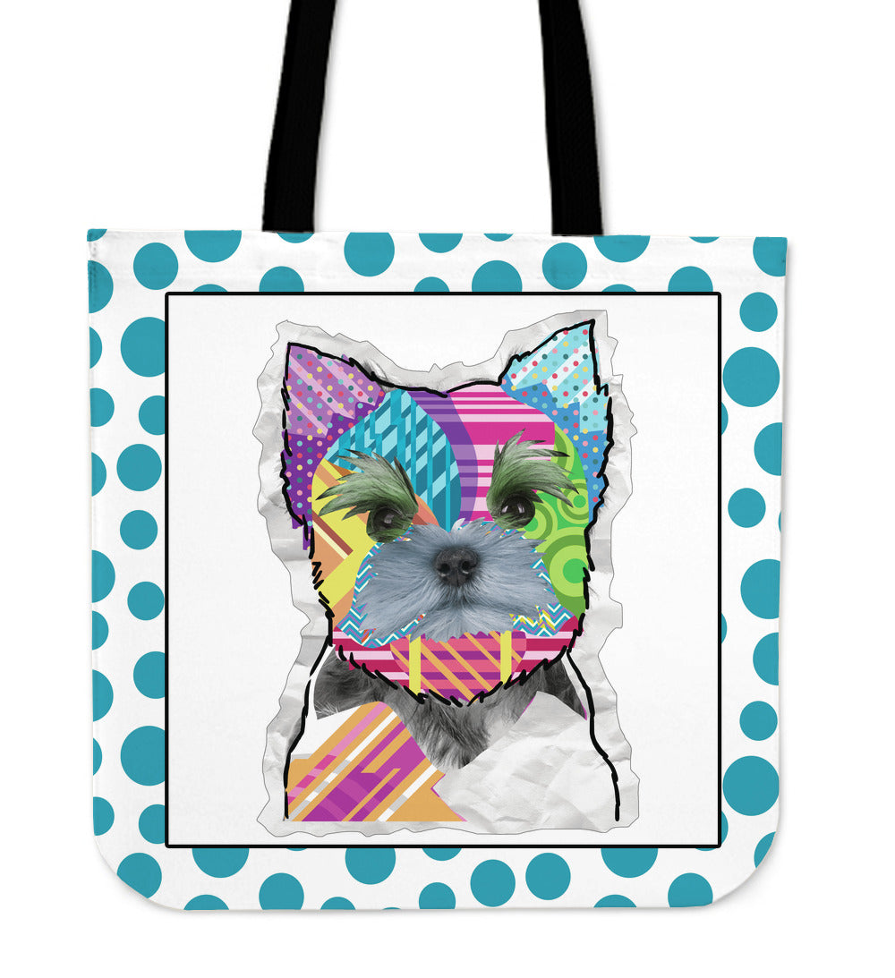 Collage Pup Yorkie Linen Tote Bag