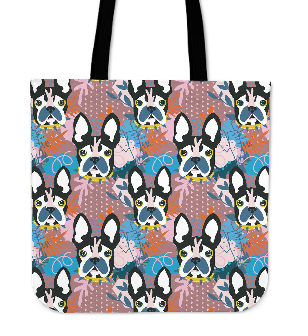 Abstract Pup Linen Tote Bag