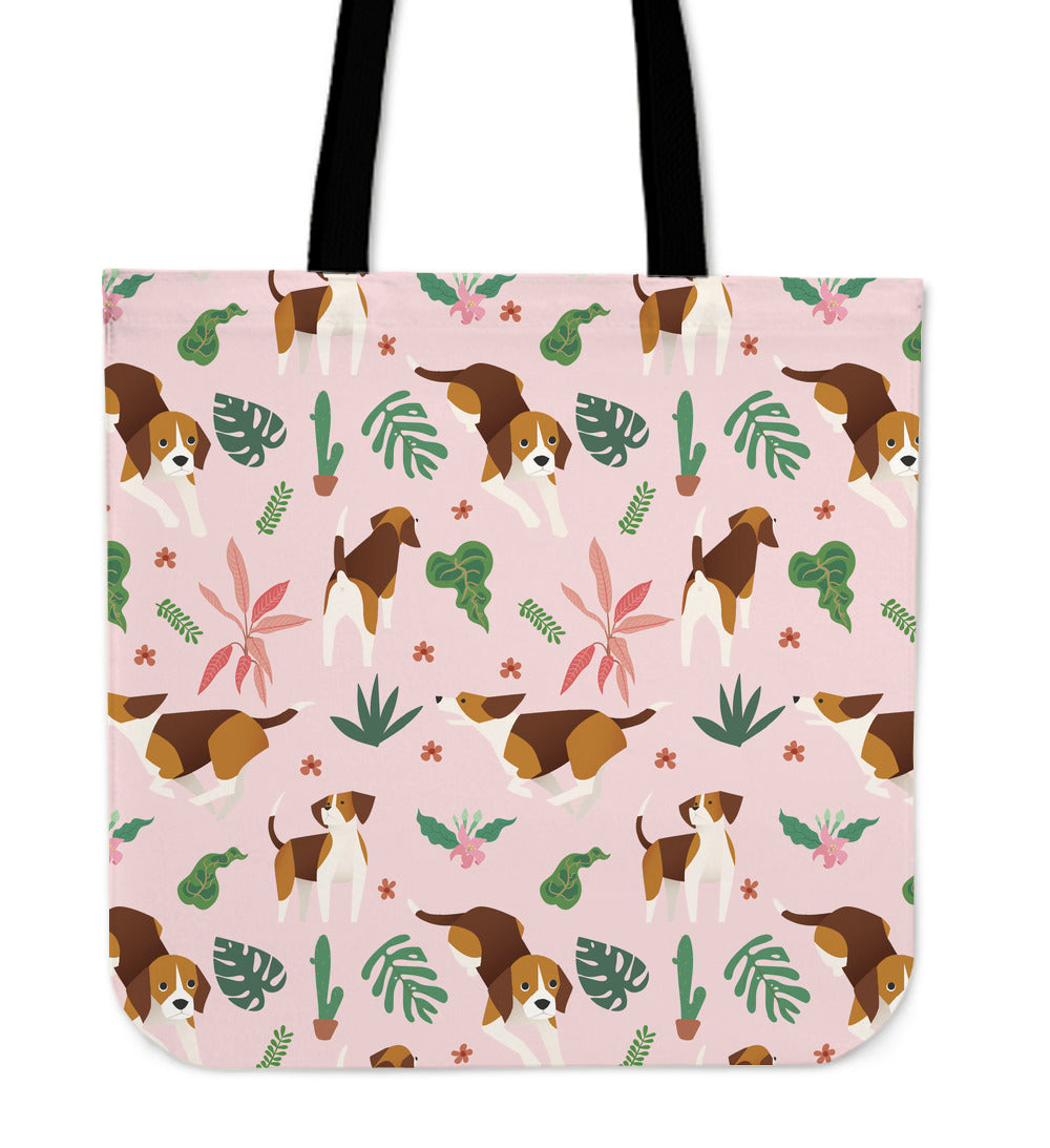 Tropical Beagle Linen Tote Bag
