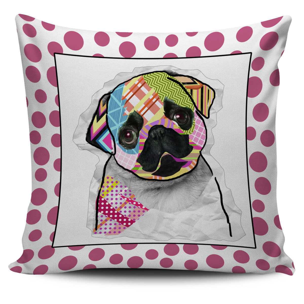 Collage Pup Pug Pillow Cover