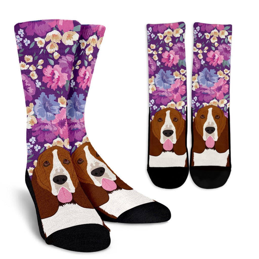 Basset Hound Dog Portrait Socks