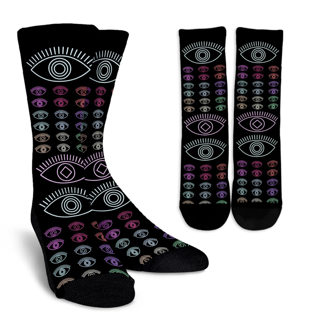 Neon Optometry Eyes Socks