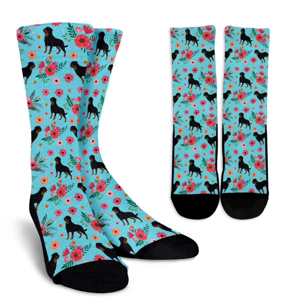 Rottweiler Flower Socks
