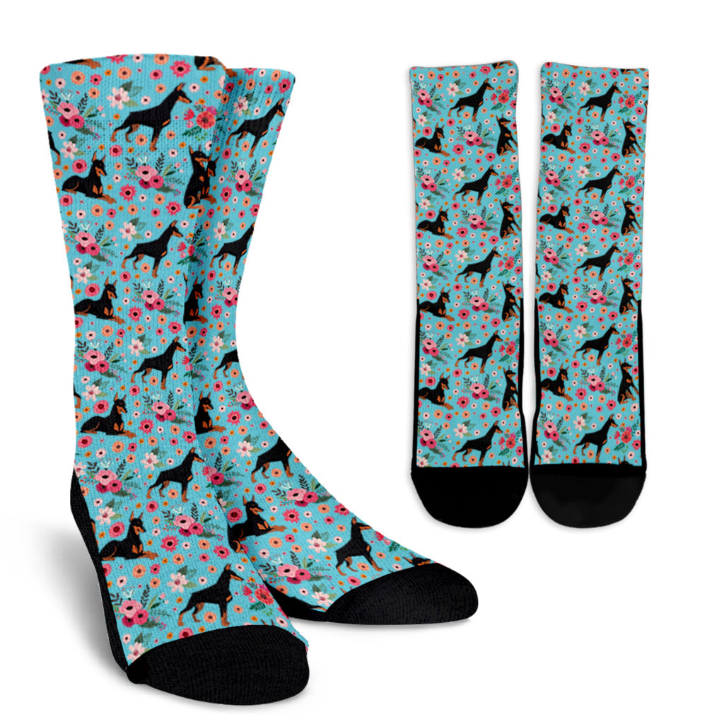 Doberman Flower Socks