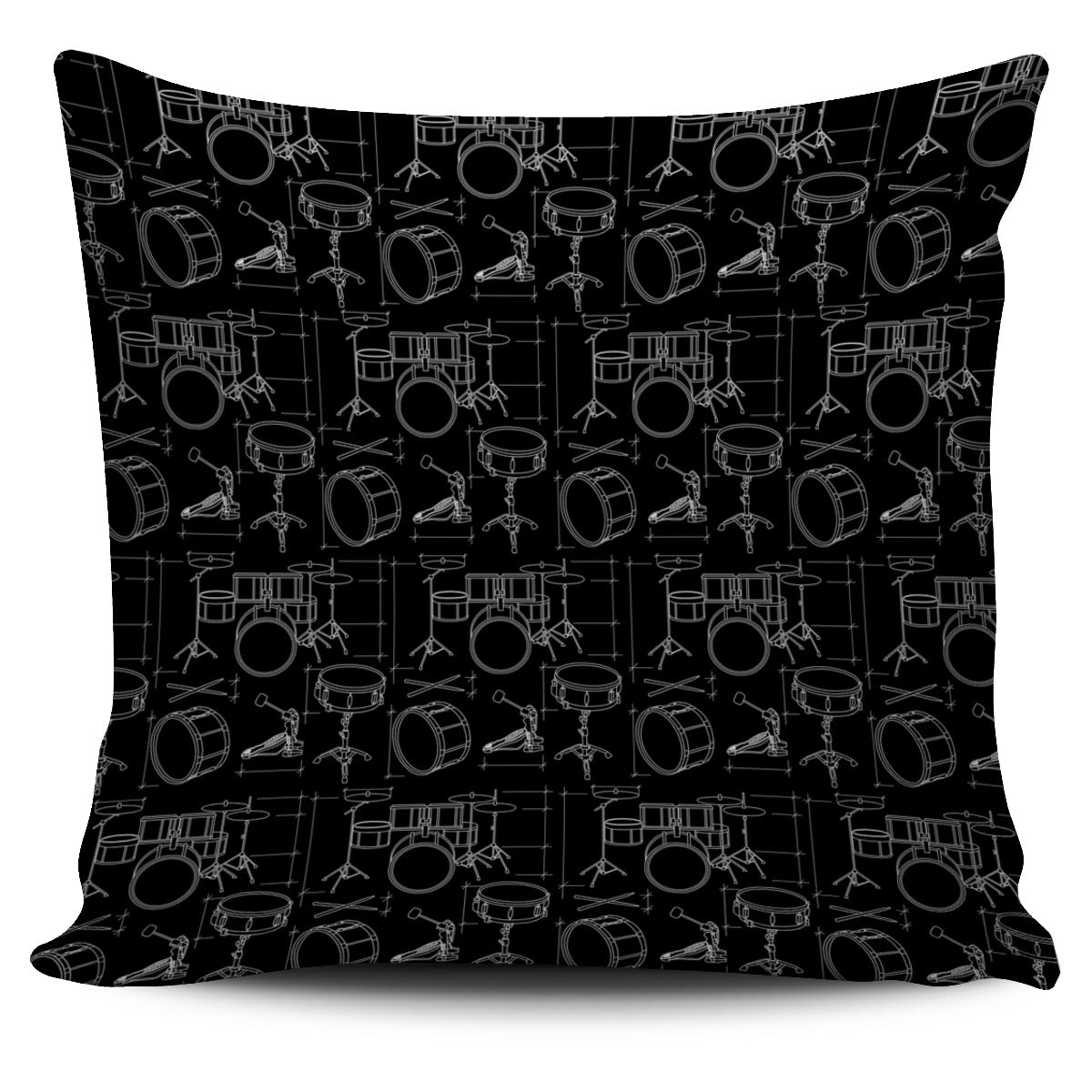 Technical Drums Black Pillow Cover