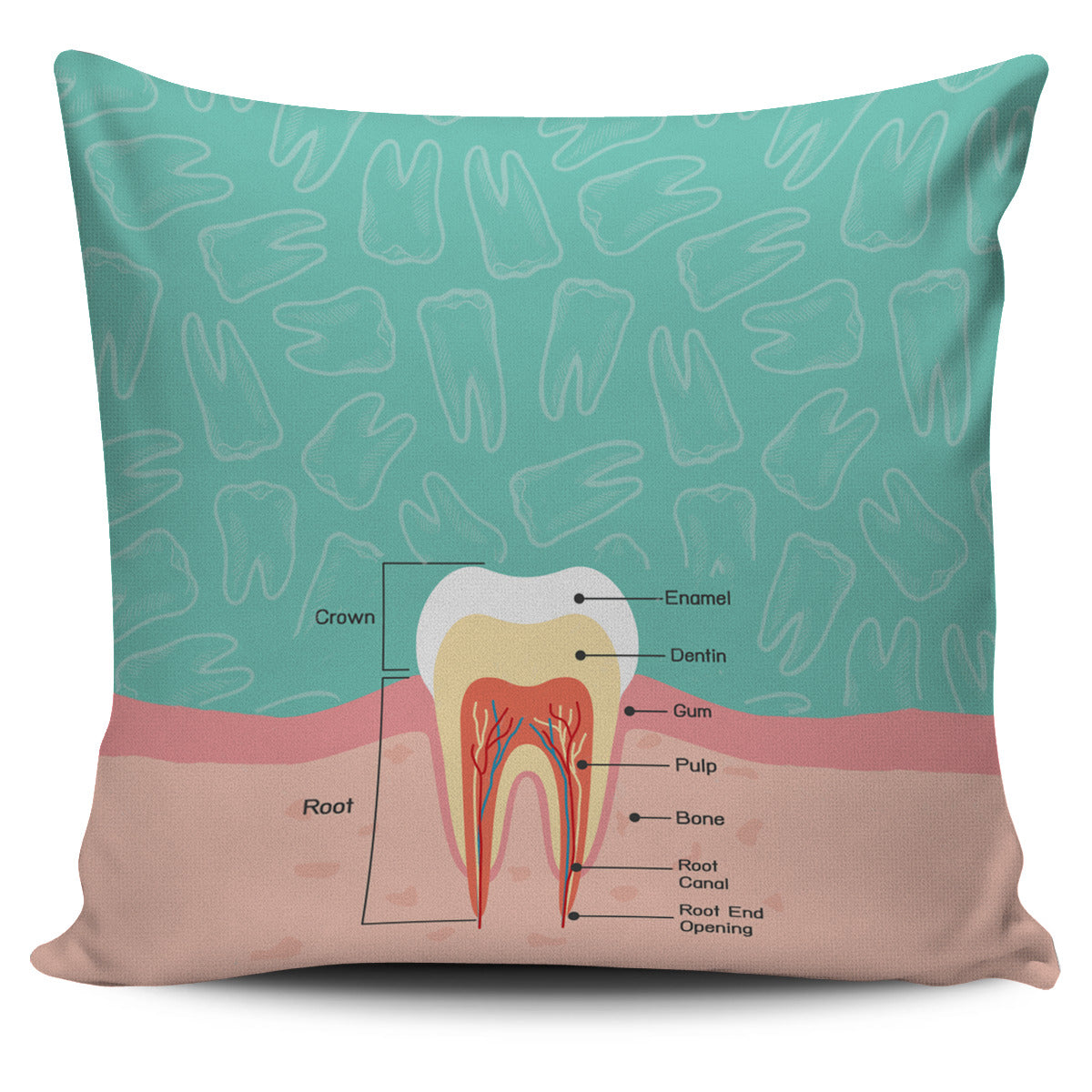 Dentist Diagram Pillow Cover