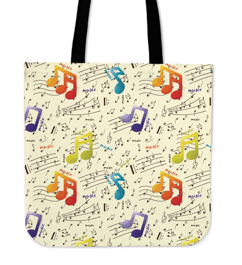 Colorful Music Notes Linen Tote Bag