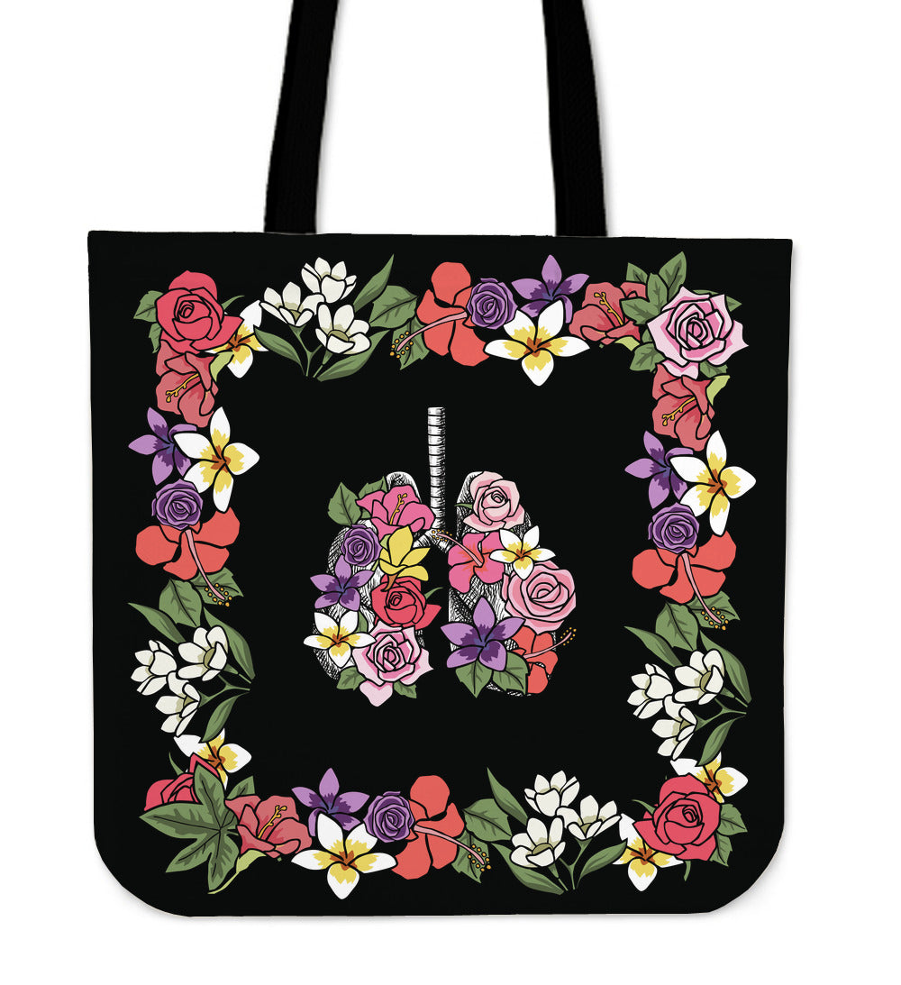 Floral Anatomy Lungs Linen Tote Bag