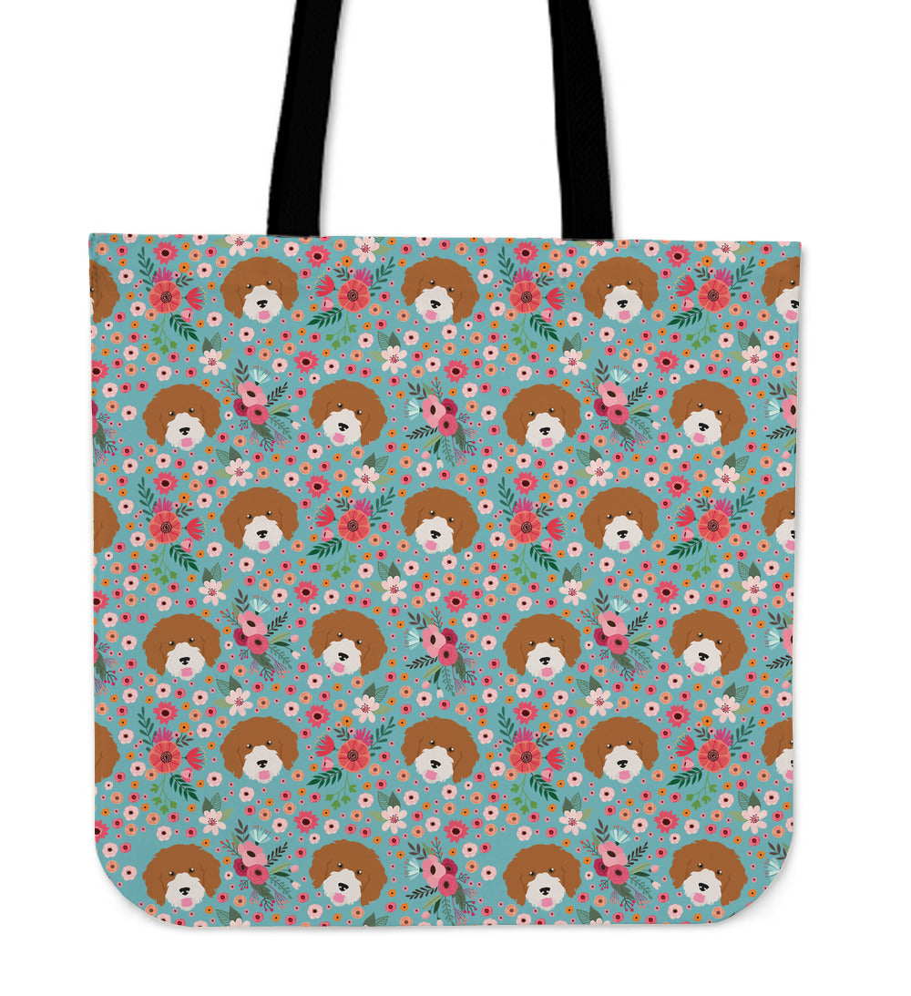 Cavoodle Flower Linen Tote Bag