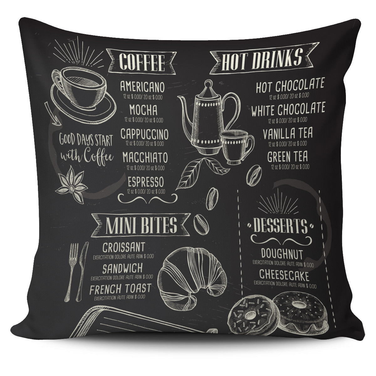 Coffee House Pillow Case