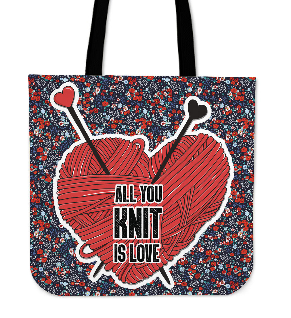 Knit Love Linen Tote Bag
