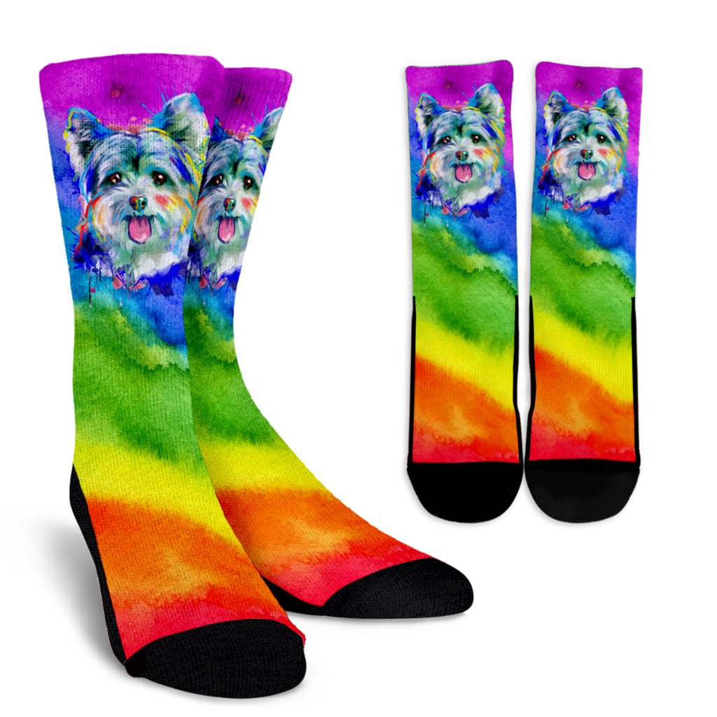 Rainbow Yorkie Socks