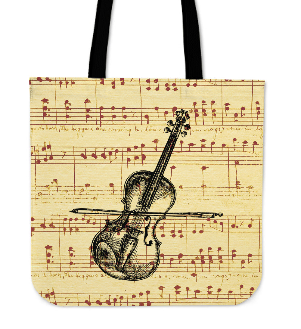 Violin Sketch Linen Tote Bag