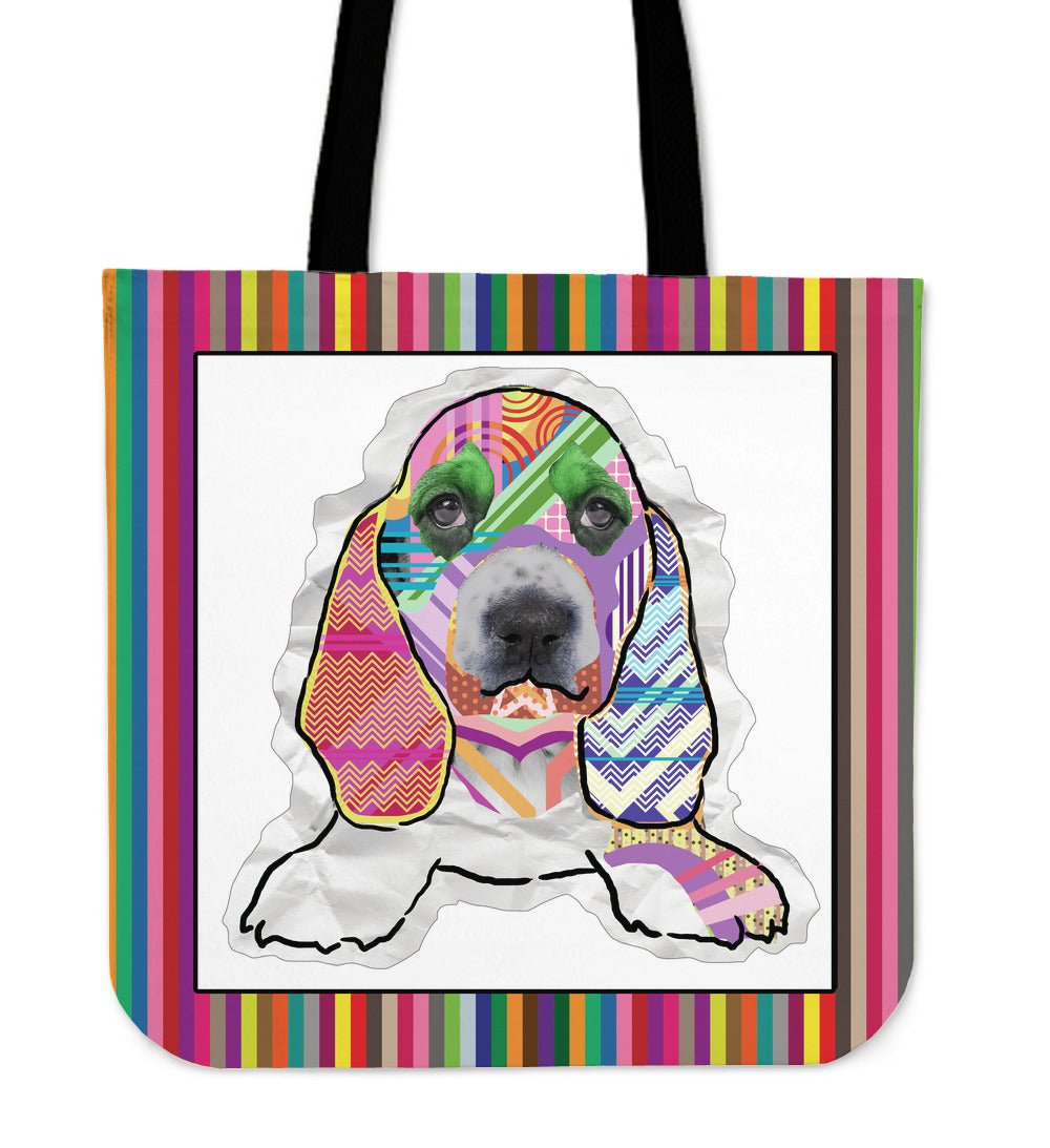 Collage Pup Basset Hound Linen Tote Bag