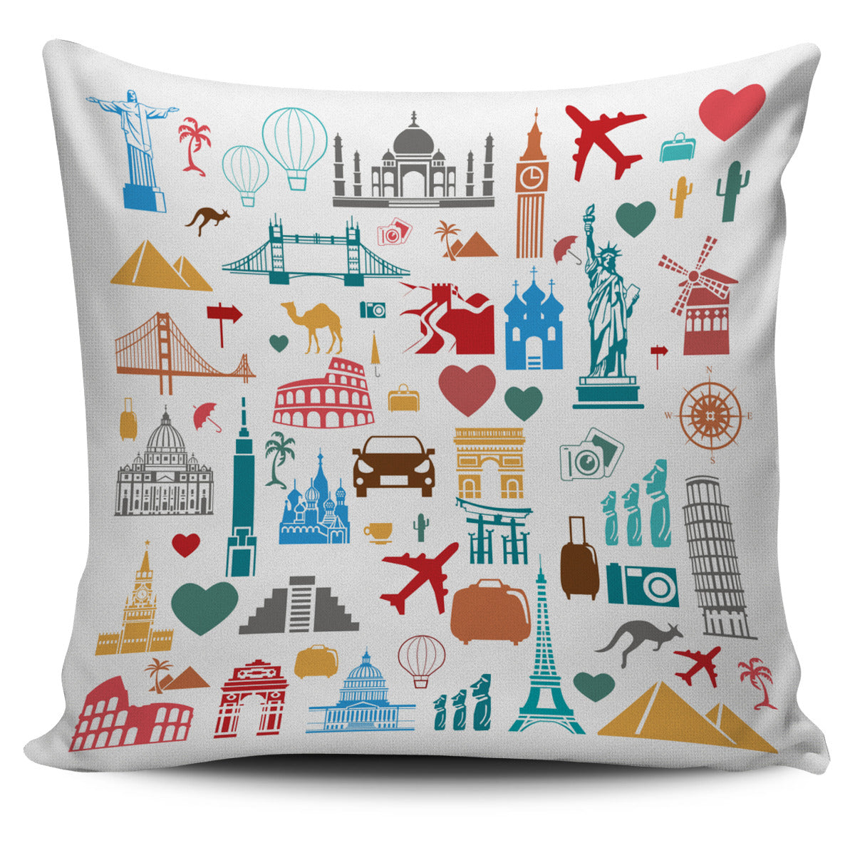Travel Stickers Pillow Cover