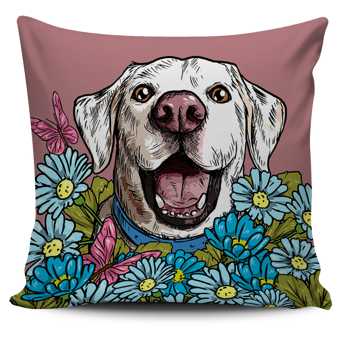 Illustrated White Labrador Retriever Pillow Cover