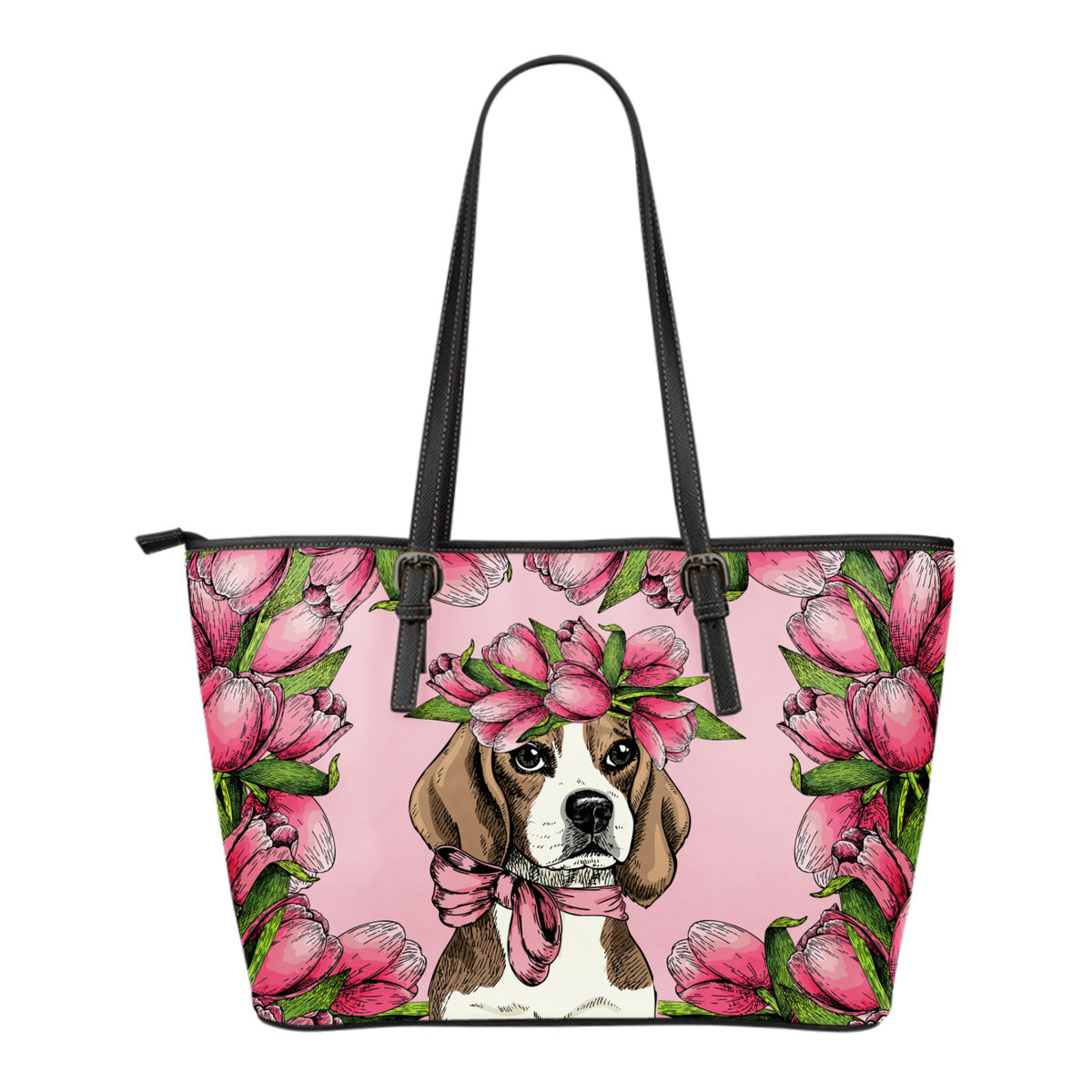 Floral Beagle Tote Bag