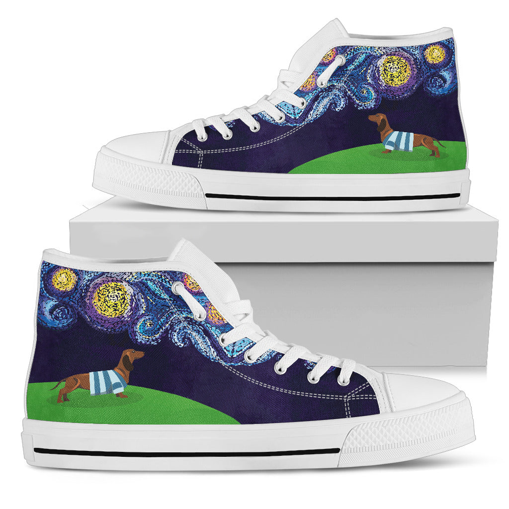 Starry Night Dachshund High Top Shoes