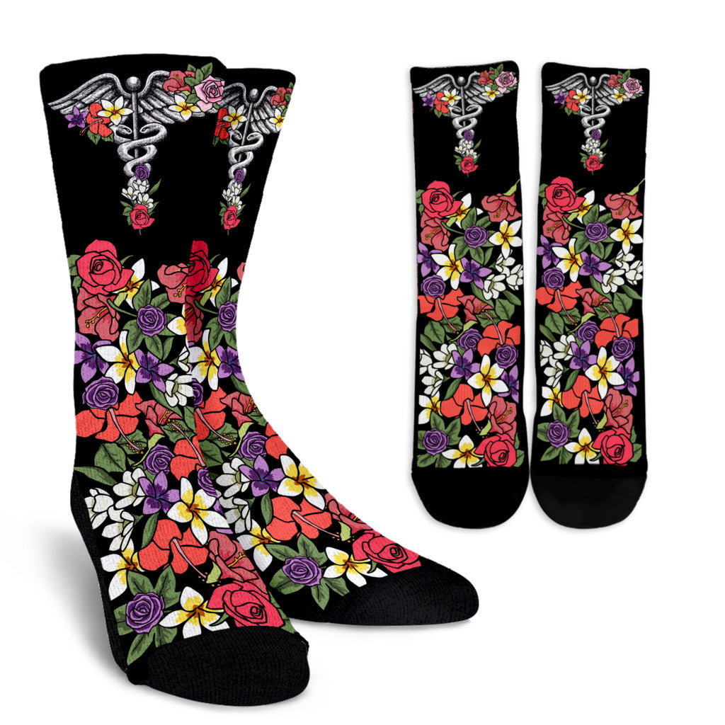 Floral Anatomy Caduceus Socks