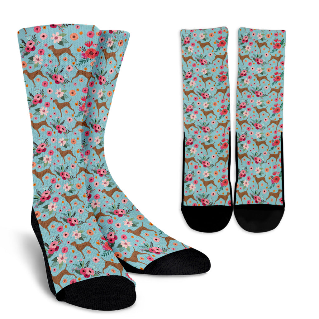 Vizsla Flower Socks