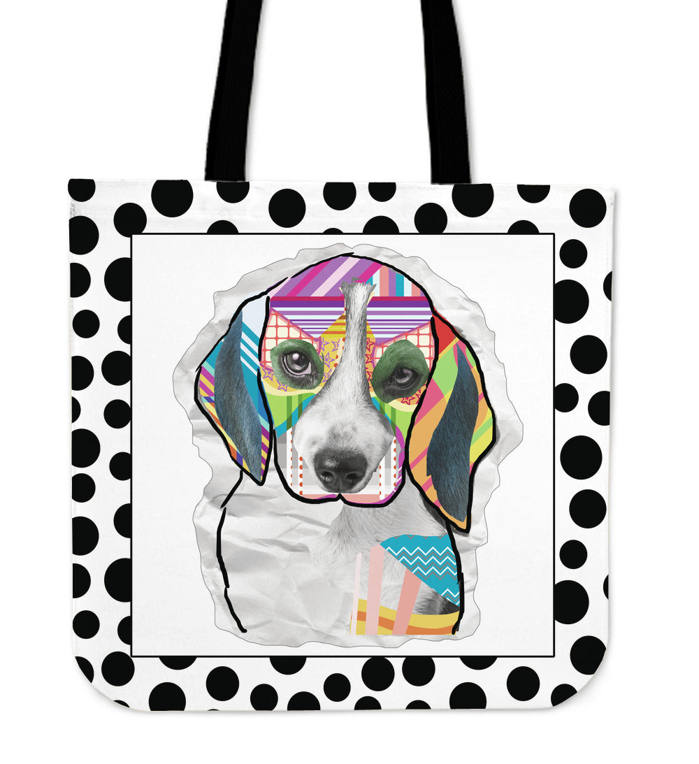 Collage Pup Beagle Linen Tote Bag