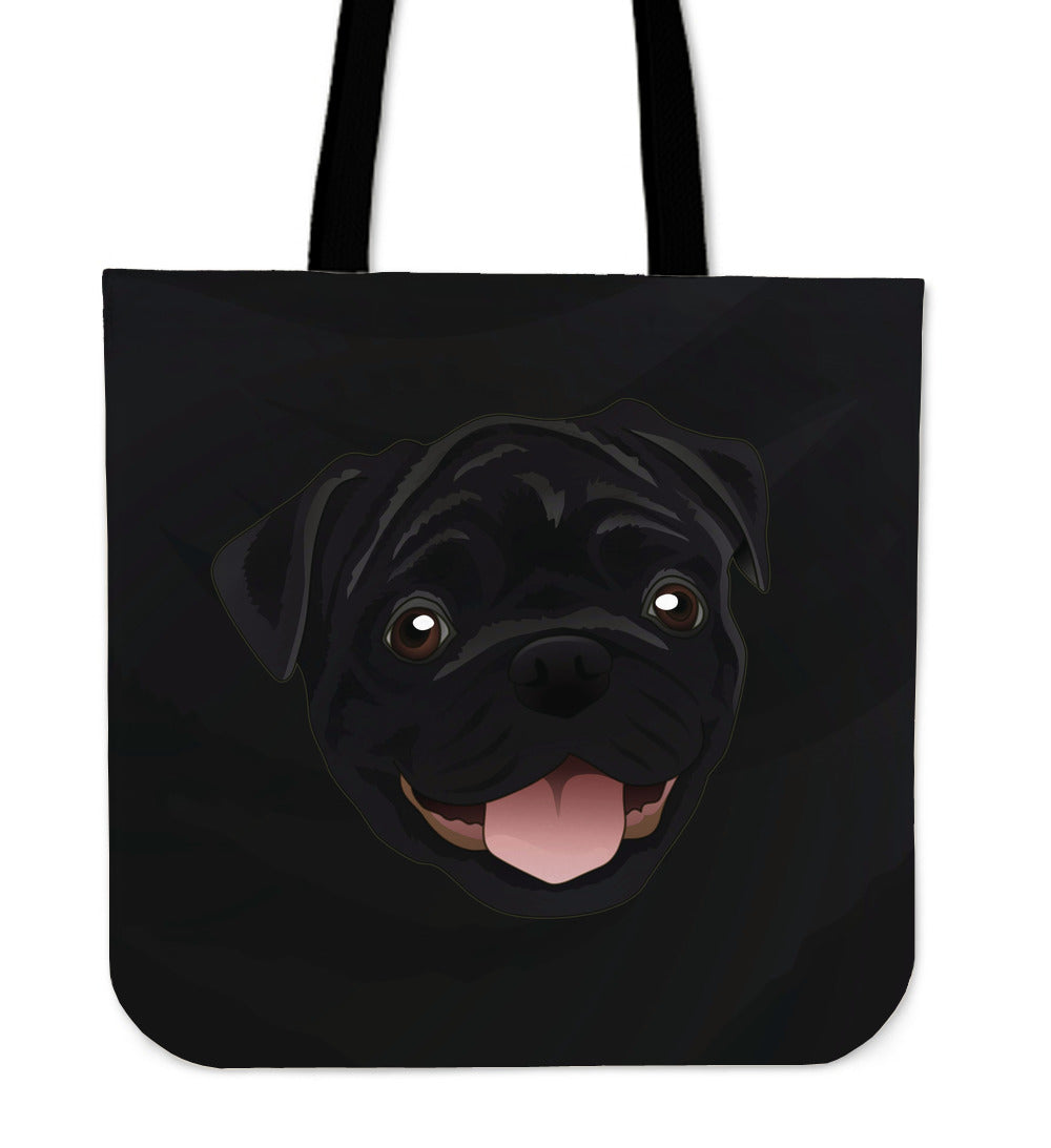 Real Black Pug Cloth Tote Bag