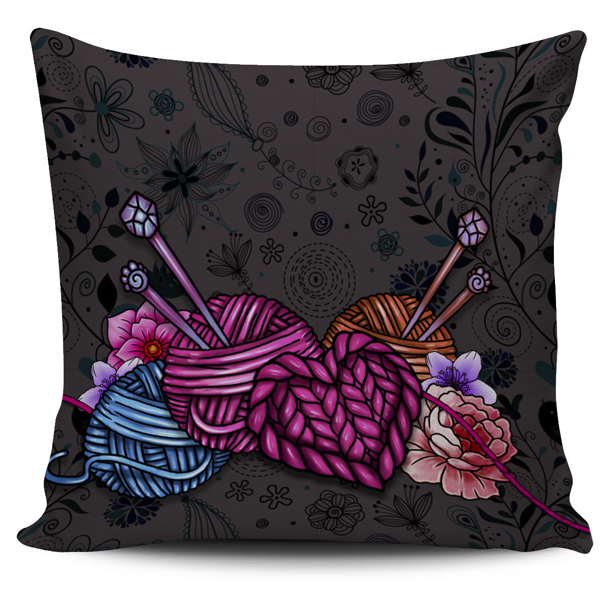 Floral Knitting Pillow Cover