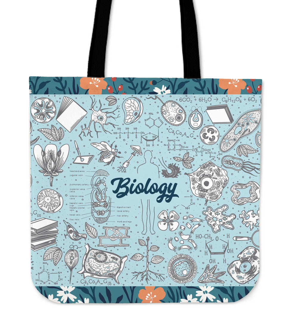 Vintage Floral Biology Linen Tote Bag