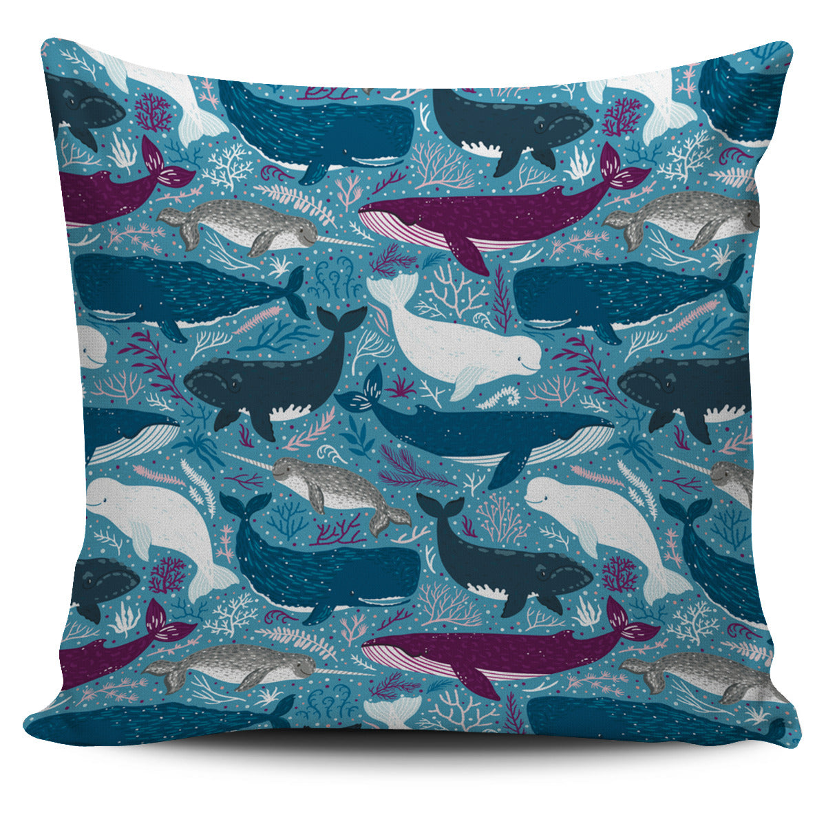 Whale Party Pillow Cover