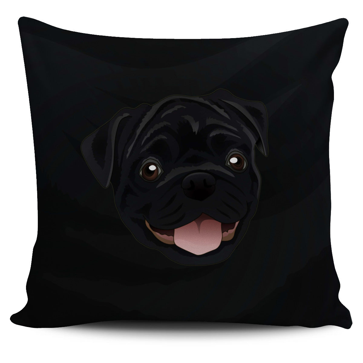 Real Black Pug Pillow Cover