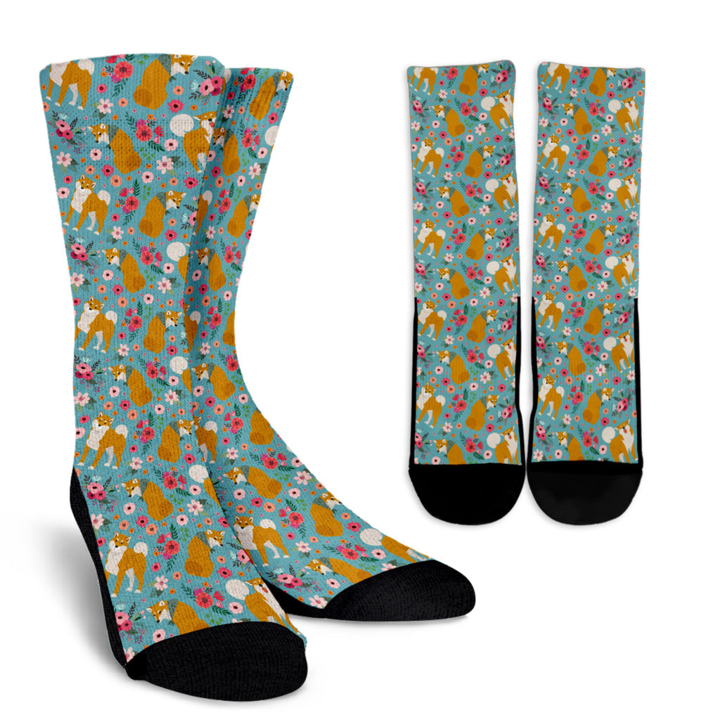 Shiba Inu Flower Socks