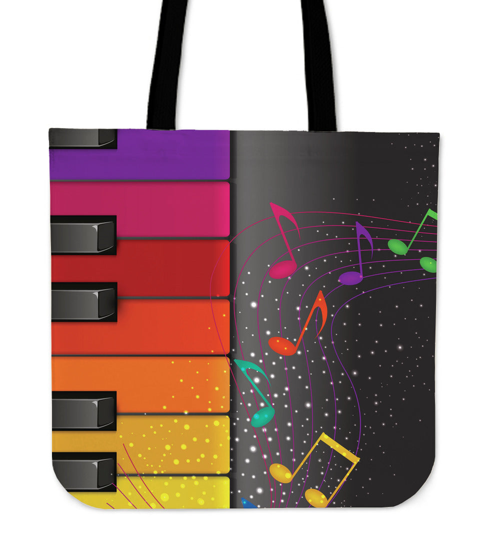 Colorful Piano Linen Tote Bag