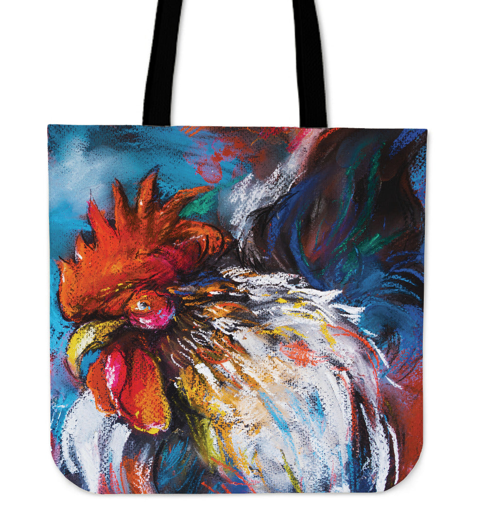 Colorful Chicken Linen Tote Bag