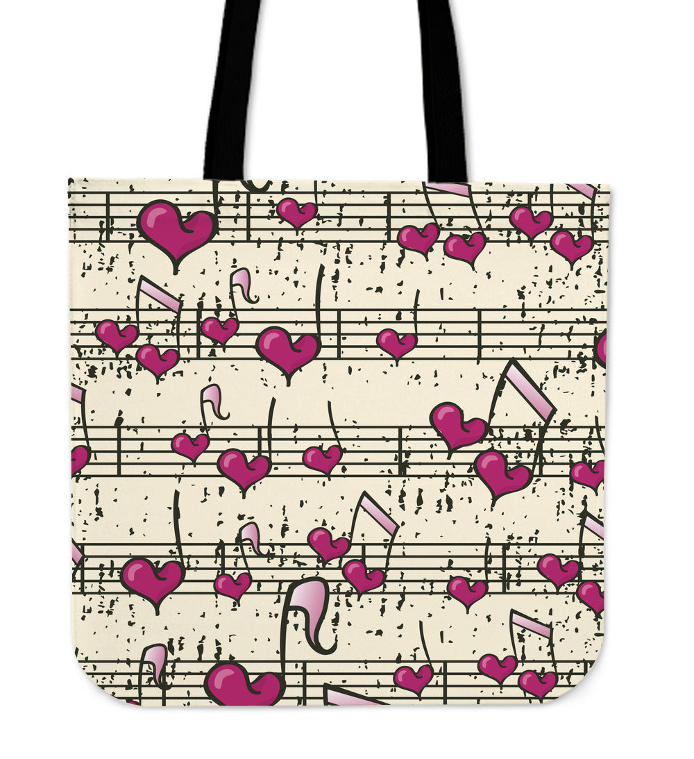 Heart Music Linen Tote Bag