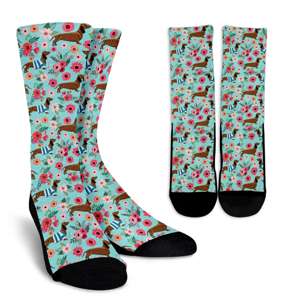 Dachshund Flower Socks