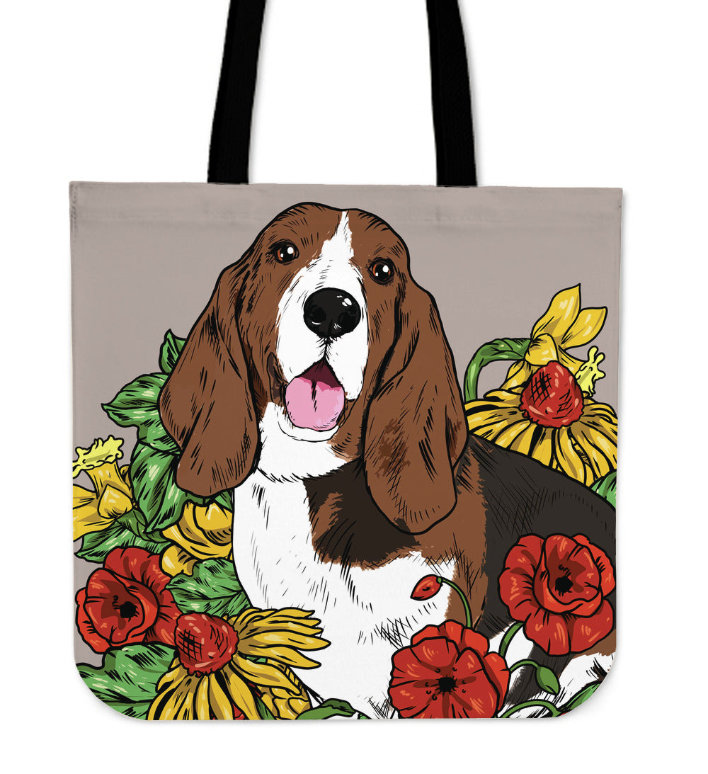 Illustrated Hound Linen Tote Bag