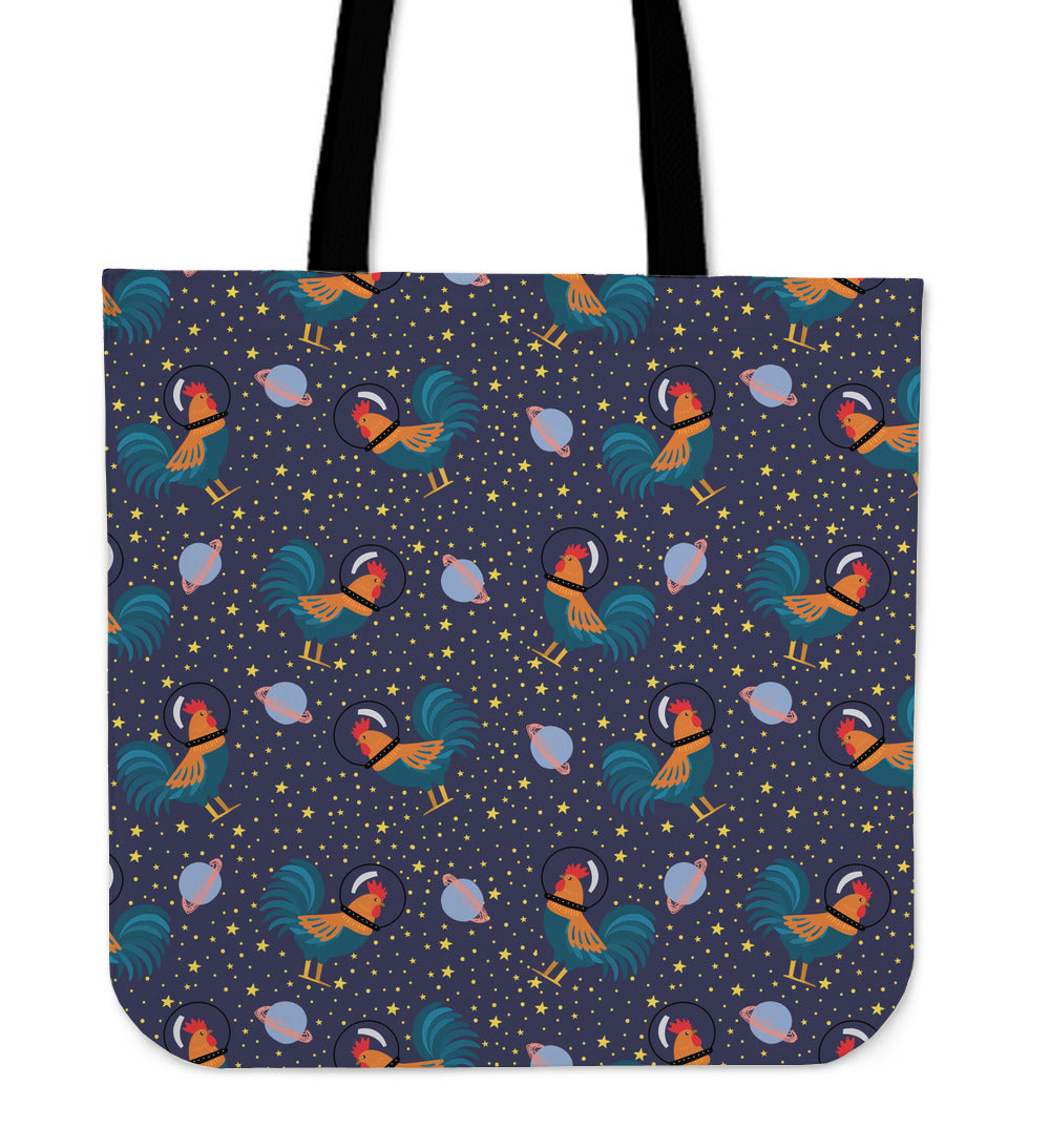 Space Rooster Linen Tote Bag
