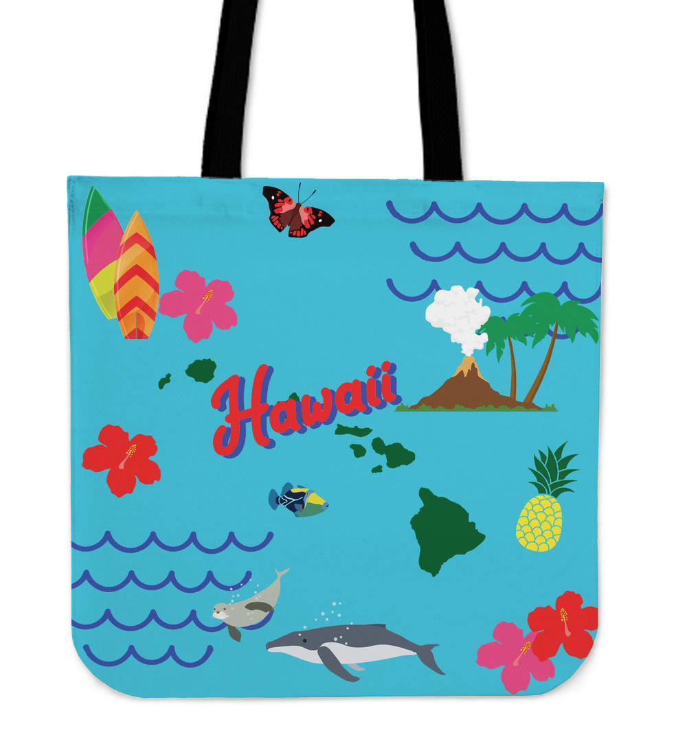 Hawaii State Linen Tote Bag