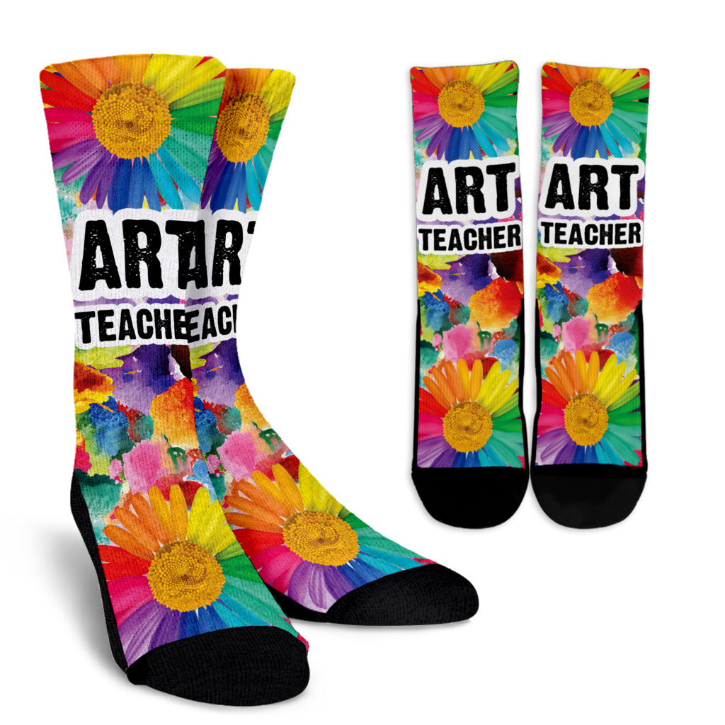 Rainbow Art Teacher Socks