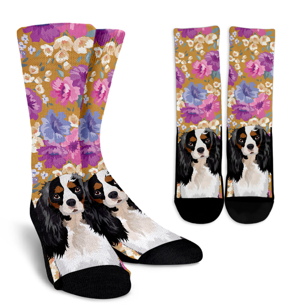 King Charles Spaniel Dog Portrait Socks