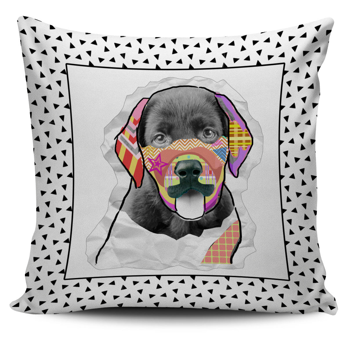 Collage Pup Black Lab Pillow Cover