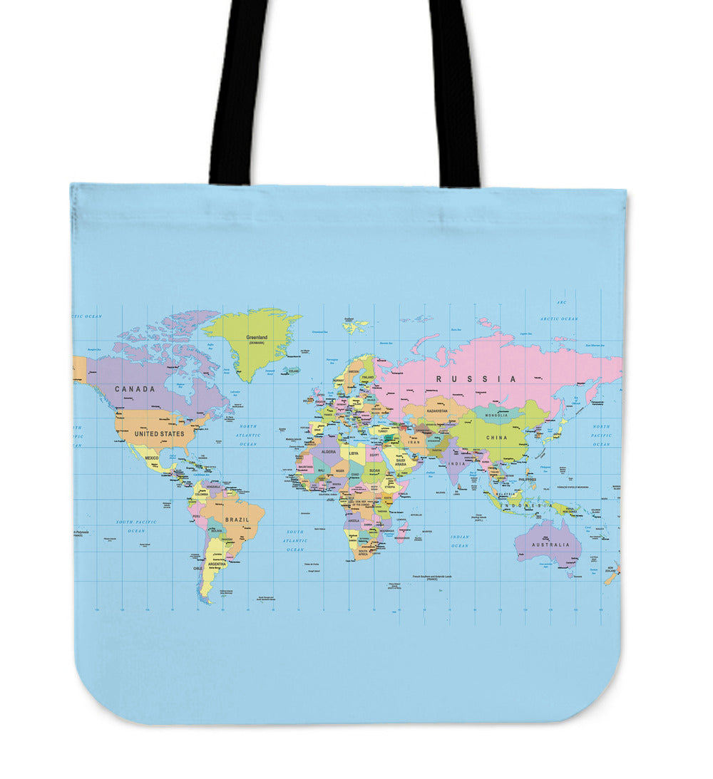 Geography Globe Linen Tote