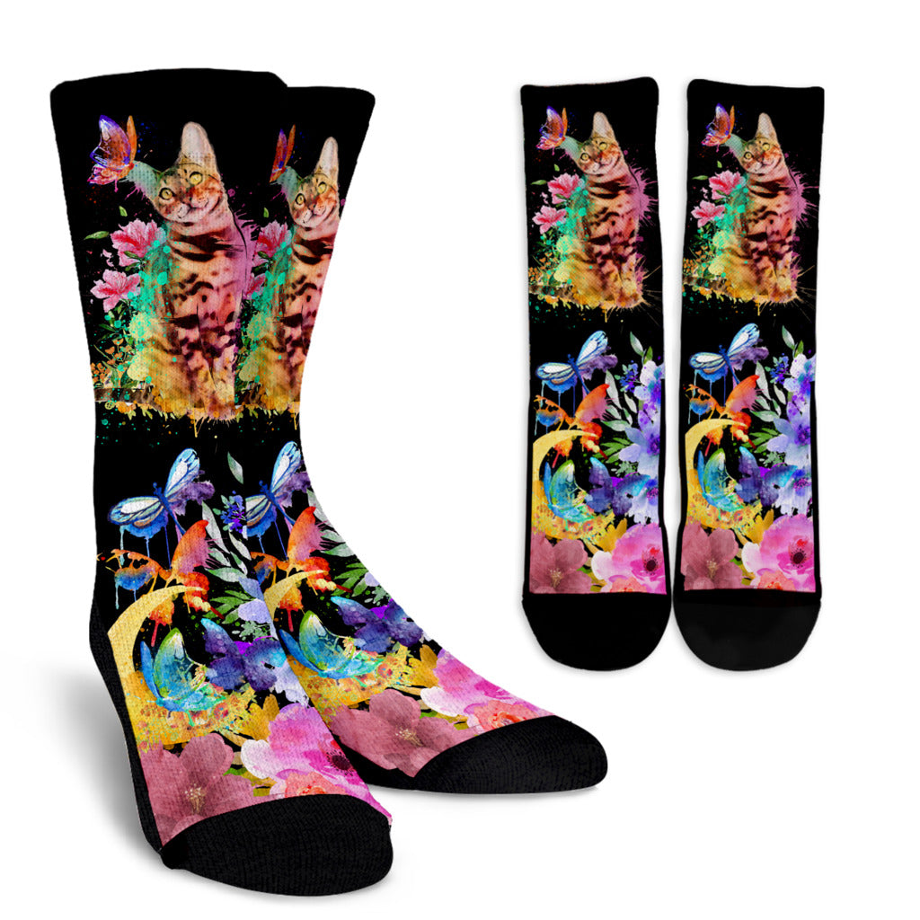 Watercolor Bengal Socks