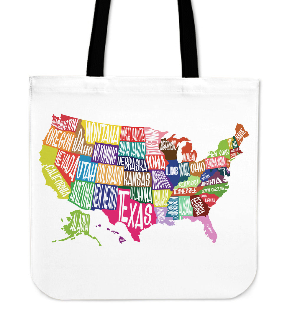 Colorful States Map Tote Bag