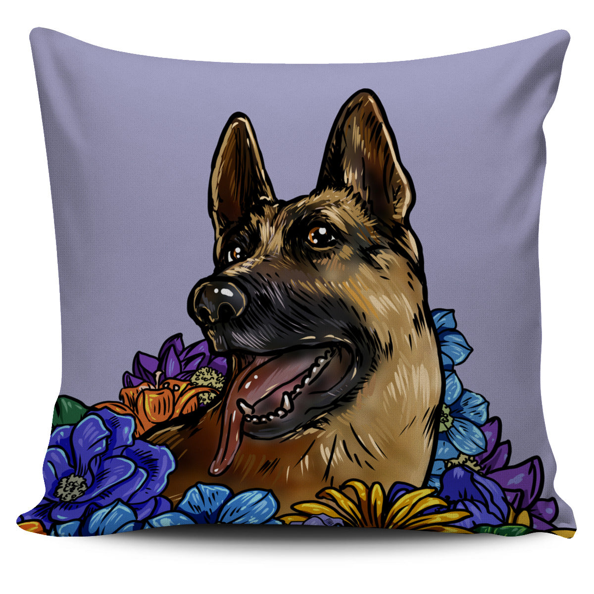 Illustrated German Shepherd Pillow Cover