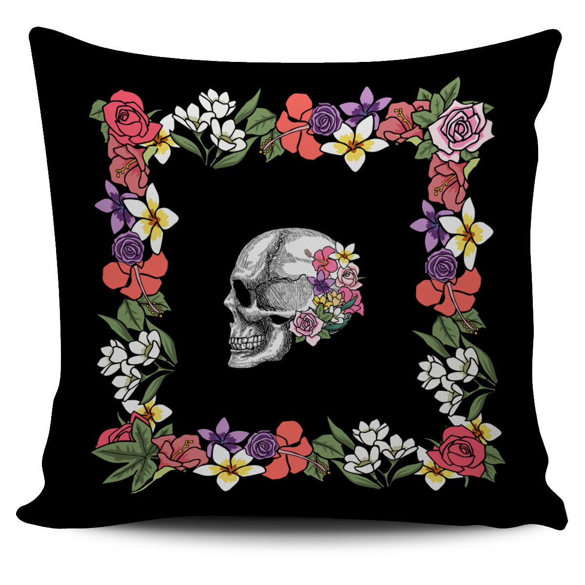 Floral Anatomy Skull Pillow Cover