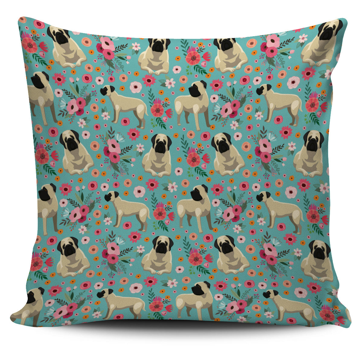Mastiff Flower Pillow Cover