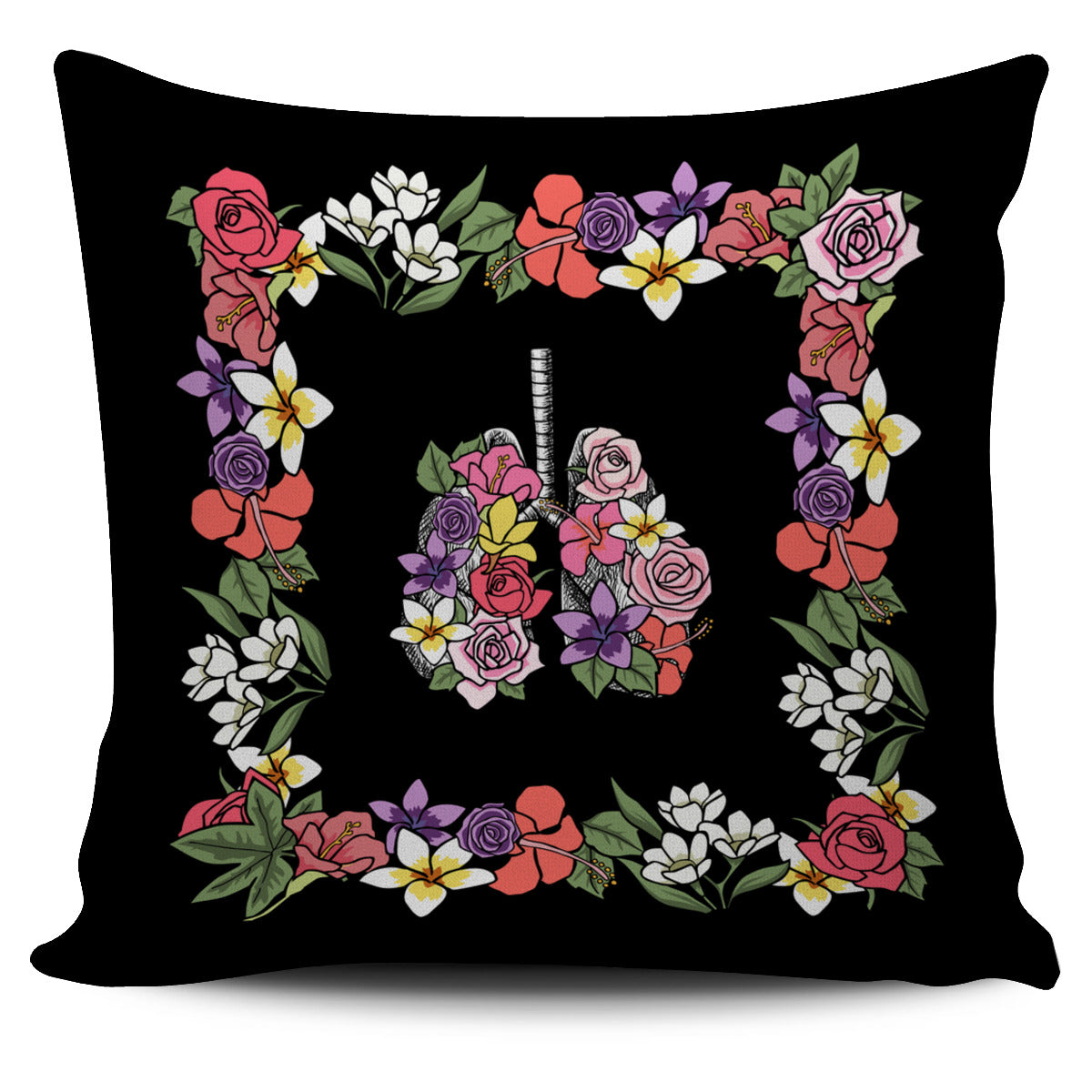Floral Anatomy Lungs Pillow Cover