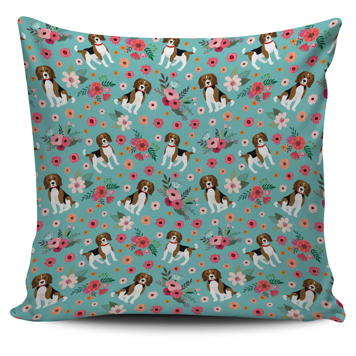 Beagle Flower Pillow Cover